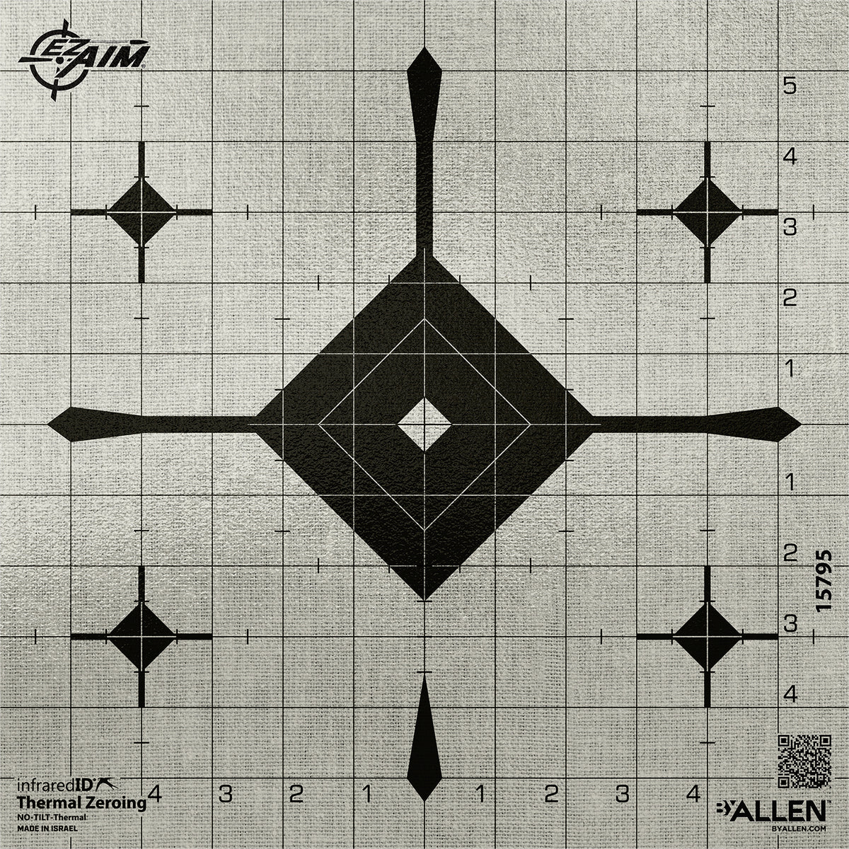 EZ-Aim 15795 Grid Bullseye Adhesive Thermal ID Bullseye Paper 12" x 12" Gray