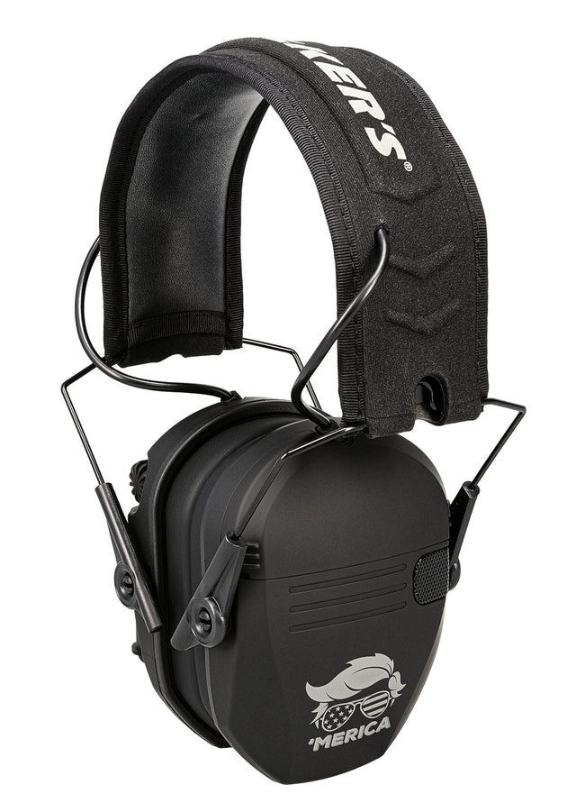 Walker's GWPRSEMT24MERBLK Razor Merica Muffs 23dB Over the Head Black