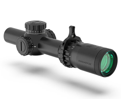 Swampfox Optics THK14241GF Tomahawk II Black 1-4x 24mm 30mm Tube Bright Fiber Optic Green Reticle | SWAMPFOX OPTICS