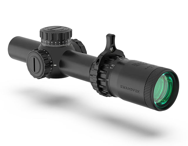 Swampfox Optics THK16241GF Tomahawk II Black 1-6x 24mm 30mm Tube Bright Fiber Optic Green Reticle | SWAMPFOX OPTICS