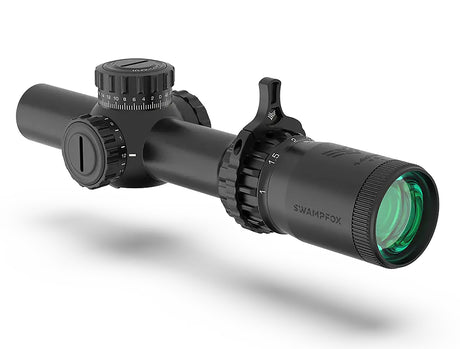 Swampfox Optics THK16241RF Tomahawk II Black 1-6x 24mm 30mm Tube Bright Fiber Optic Red Reticle | SWAMPFOX OPTICS