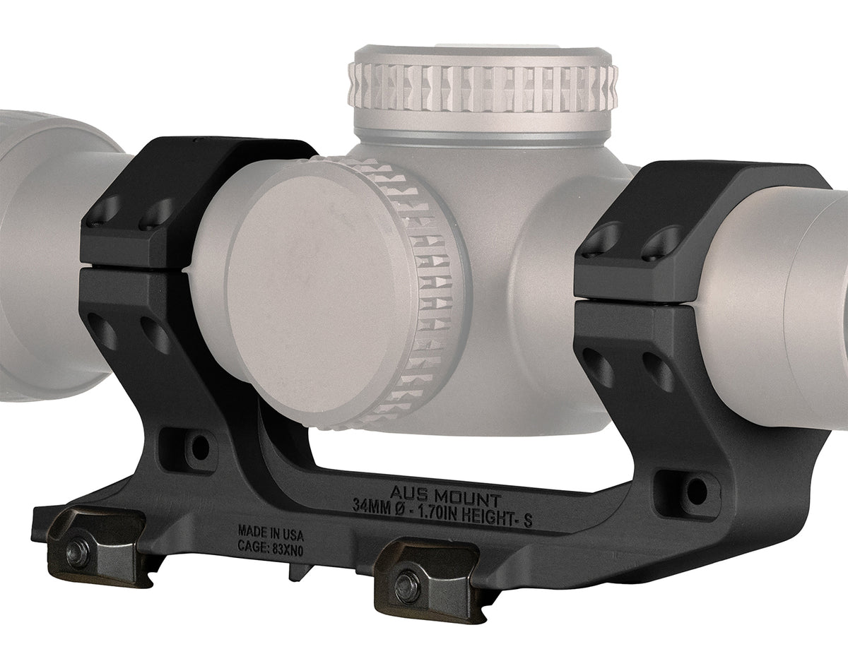 Reptilia LLC 100240 AUS Optic Mount Black 7075-T6 Aluminum 34mm Tube Mil-Spec 1913 Picatinny Rail Mount