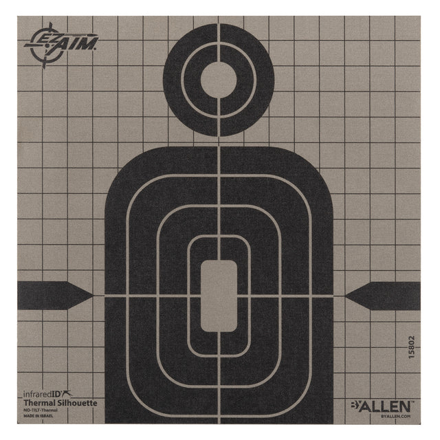 Allen 15802 Thermal Target Silhouette Hanging Paper 8" x 8" Black/Gray