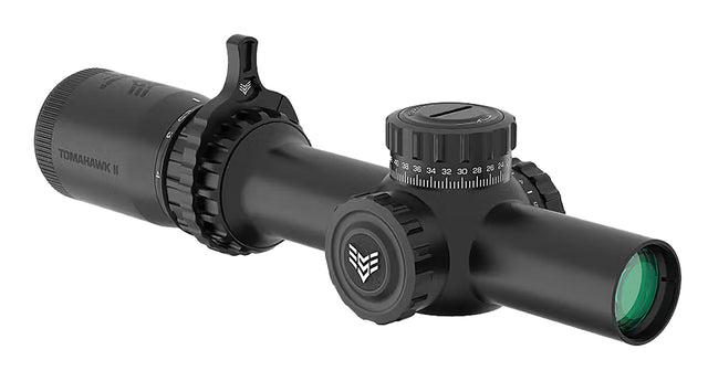 Swampfox Optics THK14241RB Tomahawk II Black 1-4x24mm 30mm Tube BDC Red Reticle | SWAMPFOX OPTICS