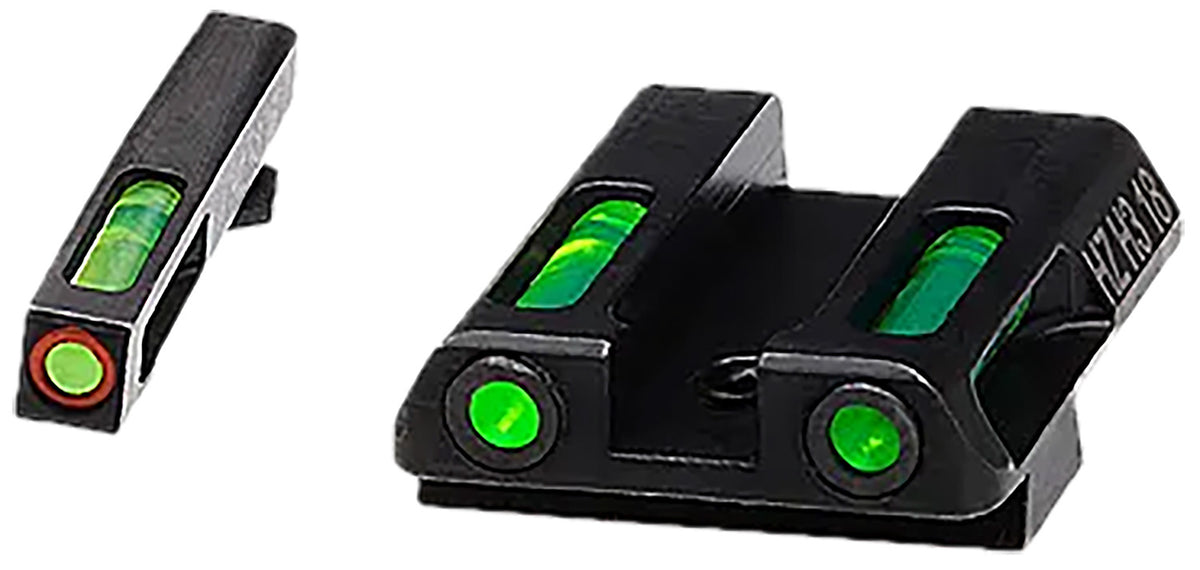 HiViz GLN521 LiteWave H3 Fiber-Optic Sight Set Green Fiber Optic/Orange Outline w/ Litepipes Green Fits Glock 42, 43, 43X, 48