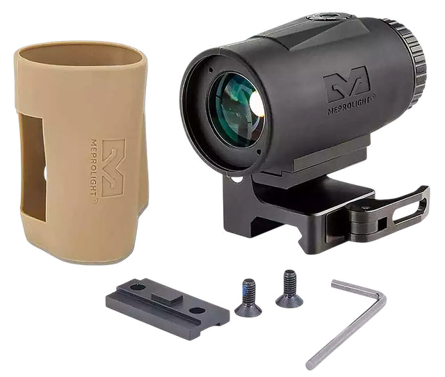 Meprolight USA 8016000200 MMX4 Micro Magnifier Black 4x24mm Picatinny Rail Mount, Includes Side Flip Mount