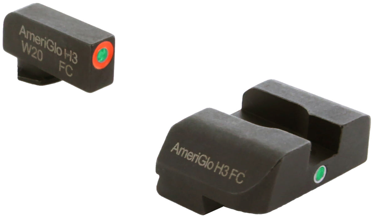 AmeriGlo GL201 i-Dot Sight Set for Glock Green Tritium Orange Outline Front Sight-Green Tritium Rear Sight