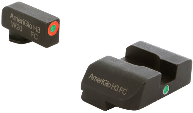 AmeriGlo GL201 i-Dot Sight Set for Glock Green Tritium Orange Outline Front Sight-Green Tritium Rear Sight