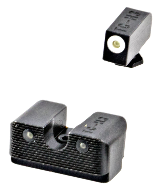 TruGlo TG231G2W Tritium Pro High, White Outline Tritium Front/ Green Tritium Rear/Black Nitride Fortress Frame, Compatible w/Most Glock Except MOS, Front Post/Rear Dovetail Mount