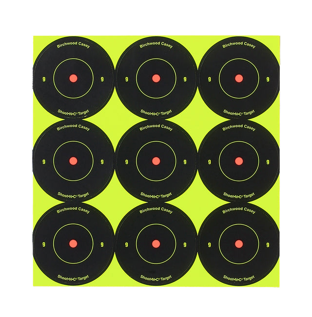 Birchwood Casey 34210 Shoot-N-C Reactive Target Self-Adhesive Paper Black/Yellow 2" Bullseye 12 Pack