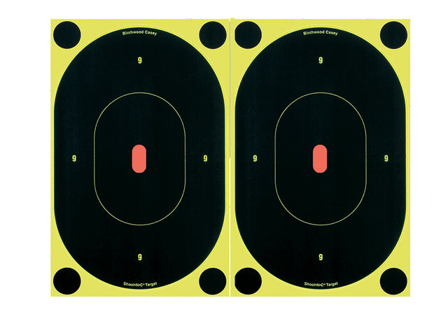 Birchwood Casey 34710 Shoot-N-C Reactive Target Self-Adhesive Paper Black/Yellow 7" Oval Silhouette 6 Pack
