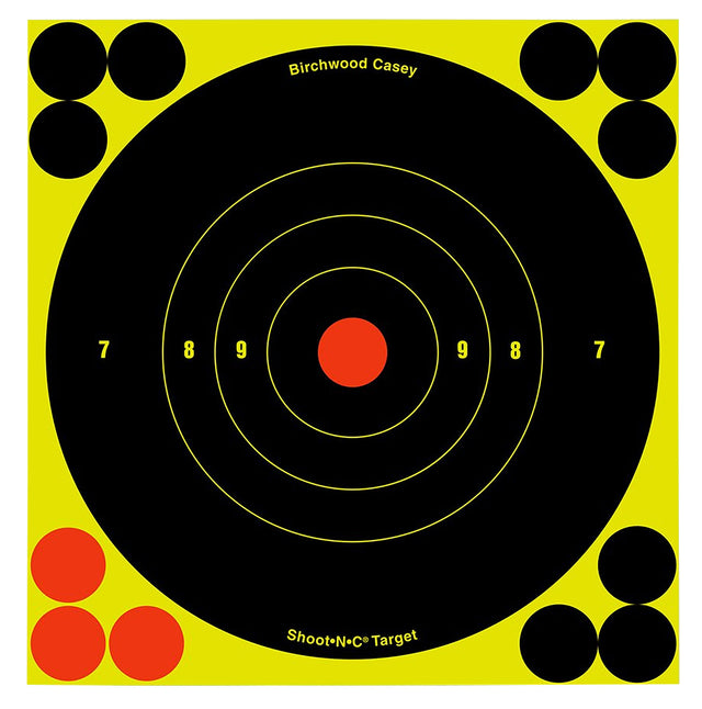 Birchwood Casey 34550 Shoot-N-C Reactive Target Self-Adhesive Paper Black/Yellow/Red 6" Bullseye 60 Pack