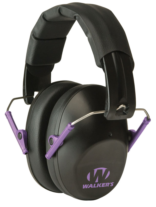 Walker's GWPFPM1BKPU Pro Low Profile Passive Muff 22 dB Over the Head Black/Purple Accent Polymer