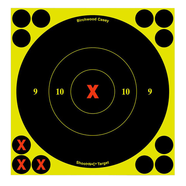 Birchwood Casey 34560 Shoot-N-C Reactive Target Self-Adhesive Paper Black/Yellow 6" X-Bullseye 60 Pack