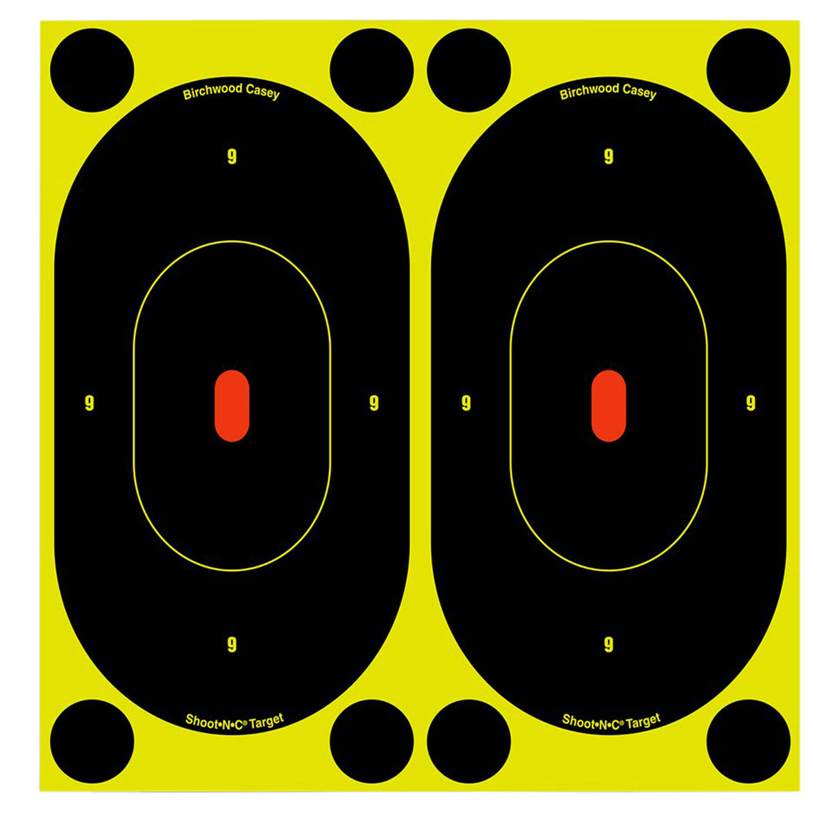 Birchwood Casey 34750 Shoot-N-C Reactive Target Self-Adhesive Paper Black/Yellow 7" Oval Silhouette 60 Pack