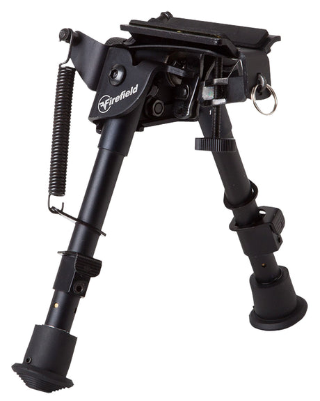 Firefield FF34023 Compact Bipod 6-9" Black Aluminum Swivel Stud Attachment or Picatinny Rail (Adapter Included) | FIREFIELD