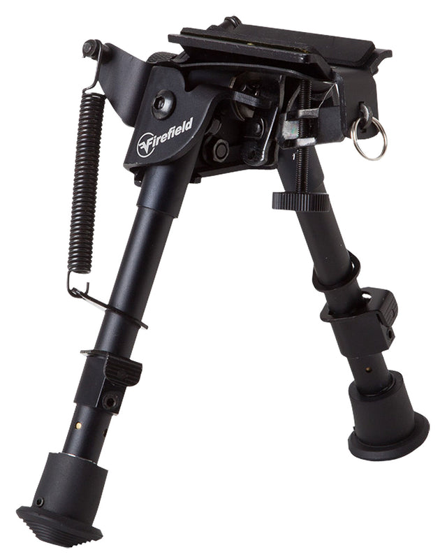 Firefield FF34023 Compact Bipod 6-9" Black Aluminum Swivel Stud Attachment or Picatinny Rail (Adapter Included) | FIREFIELD
