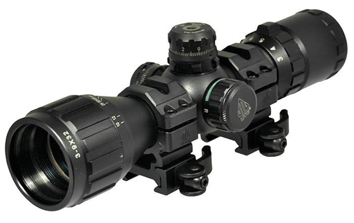 UTG SCP-M392AOLW BugBuster Black Hardcoat Anodized 3-9x32mm 1" Tube Illuminated Red/Green Mil-Dot Reticle | UTG