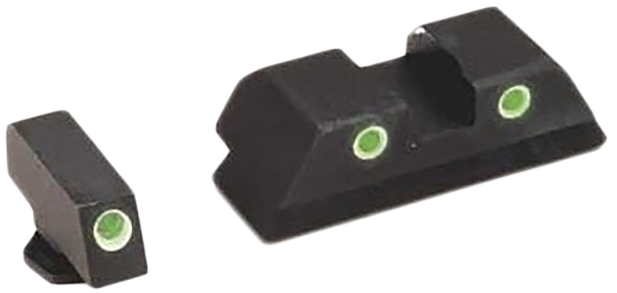 AmeriGlo GL113 Classic Tritium Sight Set for Glock Green Tritium White Outline Front Sight-Green Tritium White Outline Rear Sight