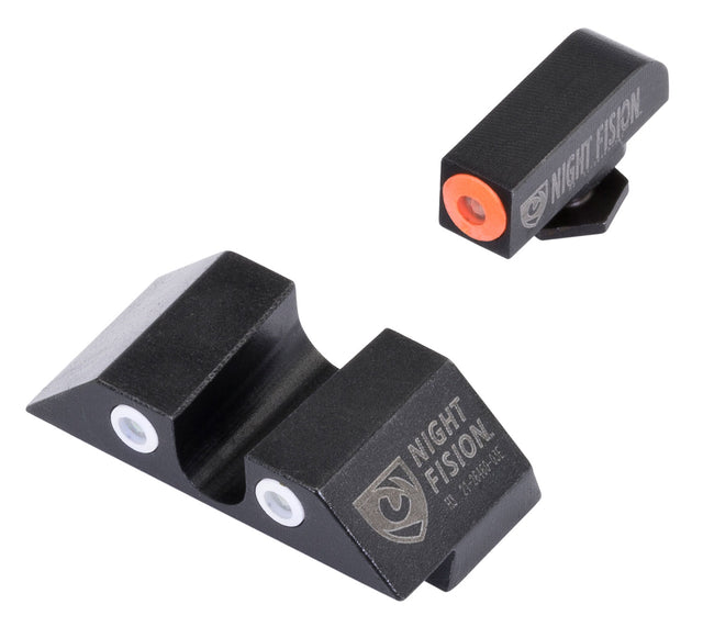 Night Fision GLK001007OGW Tritium Night Sights For Glock Green Tritium Orange Outline Front Sight- Green Tritium White Outline Rear Sight Glock 17/17L/19/22