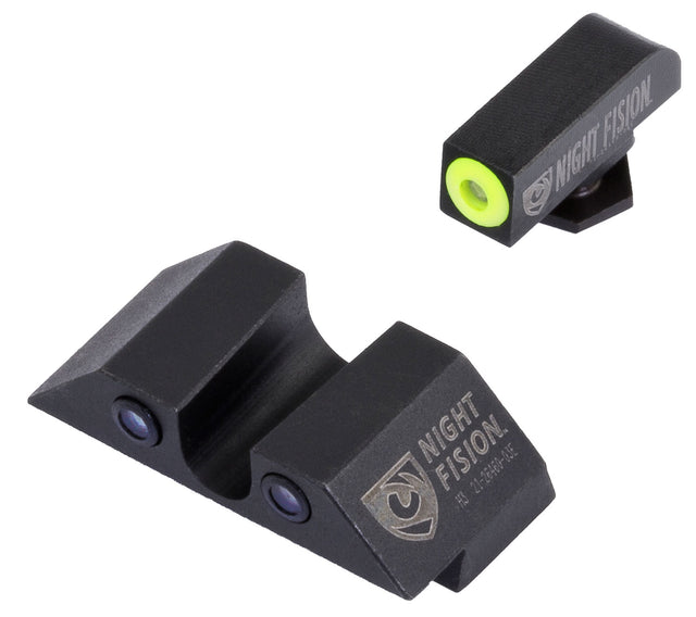 Night Fision GLK001007YGZ Tritium Night Sights For Glock Green Tritium Yellow Outline Front Sight- Green Tritium Black Outline Rear Sight Glock 17/17L/19/22