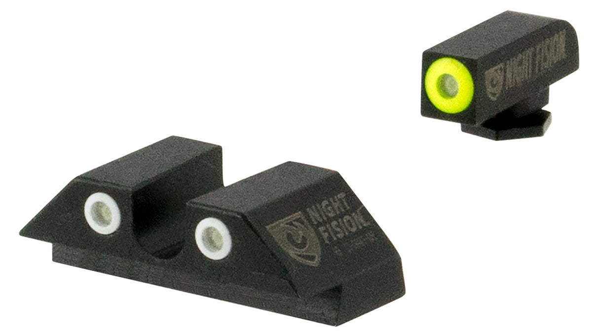 Night Fision GLK002007YGW Tritium Night Sights For Glock Green Tritium Yellow Outline Front Sight- Green Tritium White Outline Rear Sight Glock 20/21/29/30/36/40/41