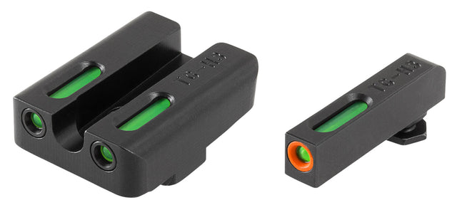 TruGlo TG13GL2PC TFX Pro Black | Green Tritium & Fiber Optic Orange Outline Front Sight Green Tritium & Fiber Optic Rear Sight