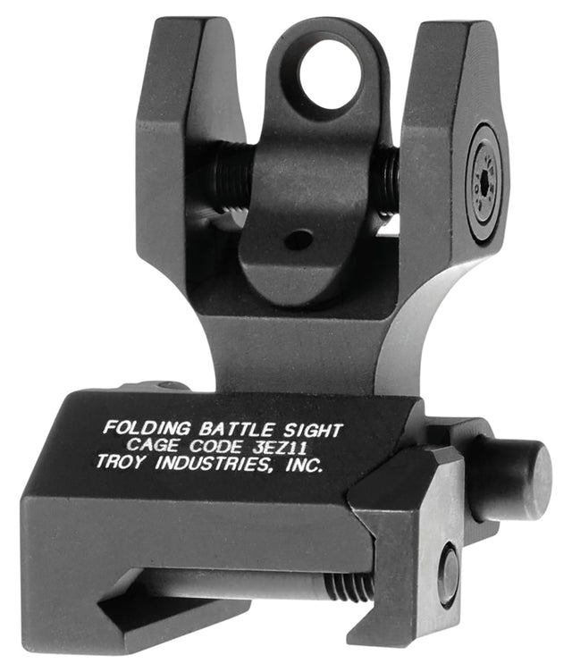 Troy Ind SSIGFBSROBT00 Rear Folding BattleSight Round Black Hardcoat Anodized for AR-15