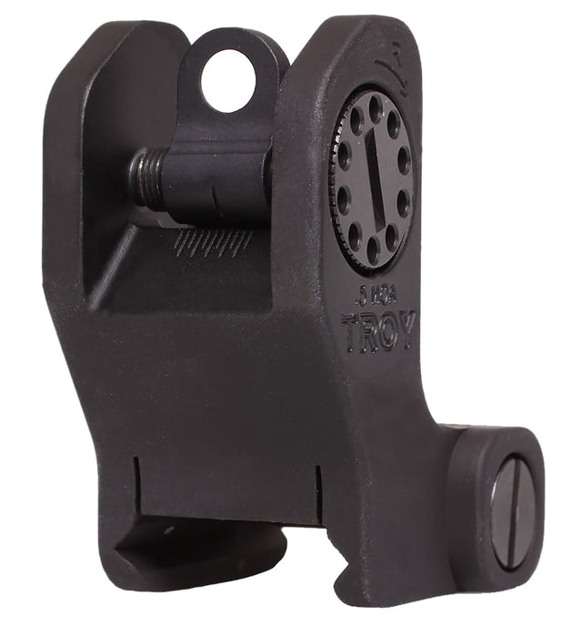 Troy Ind SSIGFRSROBT00 Rear Fixed BattleSight Round Black Hardcoat Anodized for AR-15/AR-10