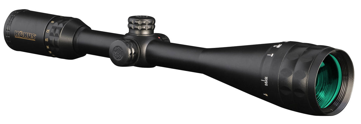Konus 7274 KonusPro-Plus Long Range Matte Black 6-24x50mm AO 1" Tube Dual Illuminated (Blue/Red) Engraved Crosshair w/Dot Reticle | KONUS