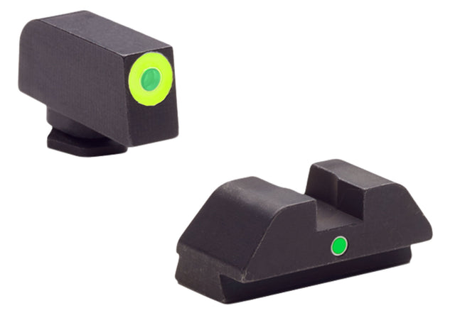 AmeriGlo GL305 i-Dot Sight Set for Glock Green Tritium LumiGreen Outline Front Sight-Green Tritium Rear Sight