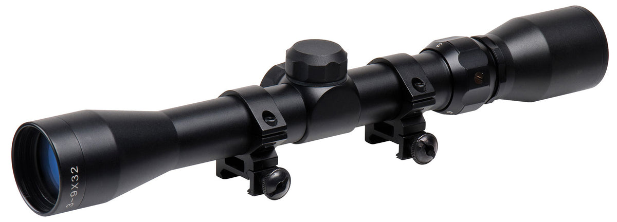 TruGlo TG-853932B Trushot Black Anodized 3-9x32mm 1" Tube Duplex Reticle w/Rings 3/8" Dovetail