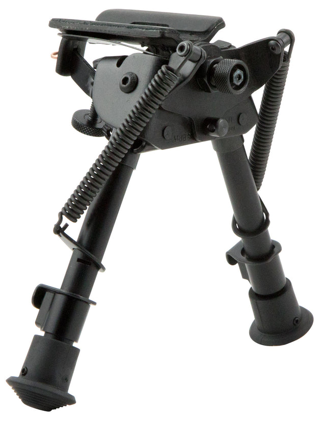 Harris Bipods S-BRM Swivel BR Swivel Stud, 6-9", Black Steel/Aluminum, Notched Legs, Rubber Feet