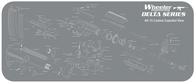 Wheeler 156824 AR-15 Maintenance Mat Delta Gray/White Neoprene Top w/Rubber Back 20"x47" AR-15 Parts Diagram