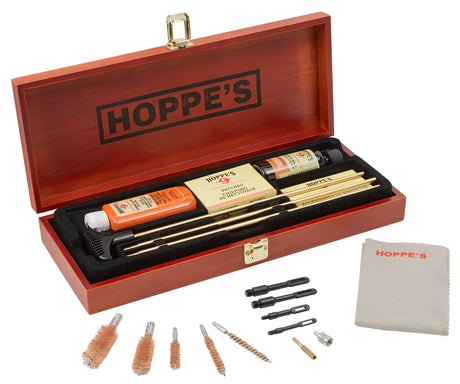 Hoppe's BUOX Deluxe Cleaning Kit Rifle/Shotgun/Pistol Wood Box | HOPPES