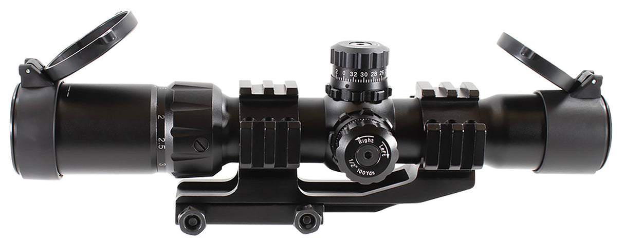 Aim Sports JTHR1 Recon CQB Black Anodized 1.5-4x30mm 30mm Tube Tri-Illuminated 3/4 Circle Dot Reticle | AIM SPORTS