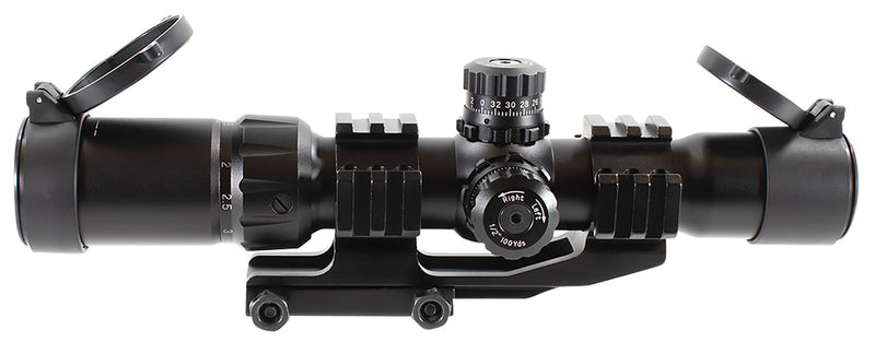 Aim Sports JTHR1 Recon CQB Black Anodized 1.5-4x30mm 30mm Tube Tri-Illuminated 3/4 Circle Dot Reticle | AIM SPORTS