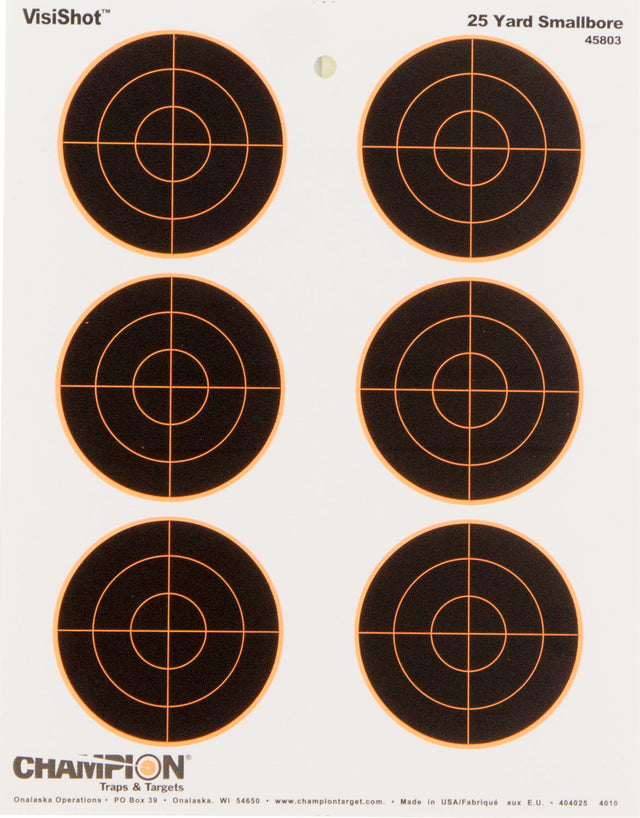 Champion Targets 45803 VisiShot Bullseye Paper Hanging 25 yds Small Bore Rifle 8.50" x 11" Black/White 10 Pack