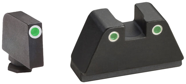 AmeriGlo GL329 Optic Compatible Sight Set for Glock XL Tall Green Tritium White Outline Front Sight-Green Tritium White Outline Rear Sight