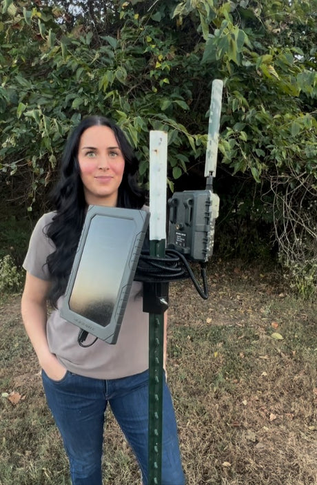 T Post Mount for 1 Camera and Solar Panel (includes 1 articulating arm for Solar and hardware for camera)