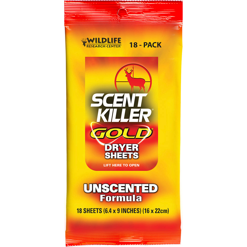 Wildlife Research Scent Killer Dryer Sheets Gold 18 pk. | Wildlife Research