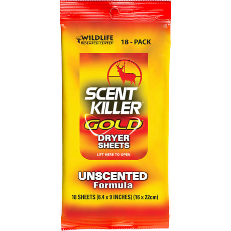 Wildlife Research Scent Killer Dryer Sheets Gold 18 pk. | Wildlife Research