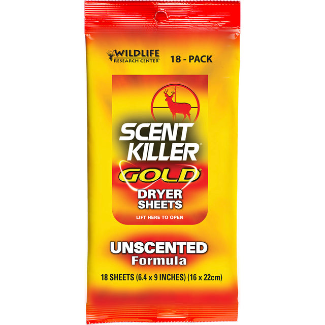 Wildlife Research Scent Killer Dryer Sheets Gold 18 pk. | Wildlife Research