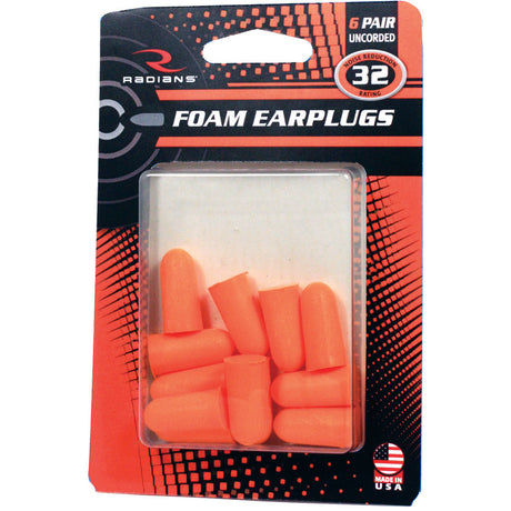 Radians Resistor 32 Foam Ear Plugs Uncorded Orange 6 pk. | Radians