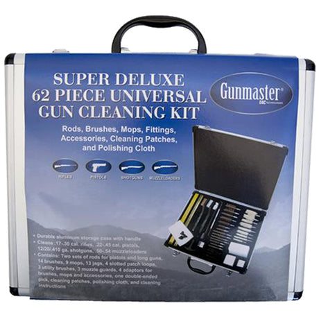 Gunmaster Super Deluxe Universal Gun Cleaning Kit Aluminum Case 62 pc. | Gunmaster