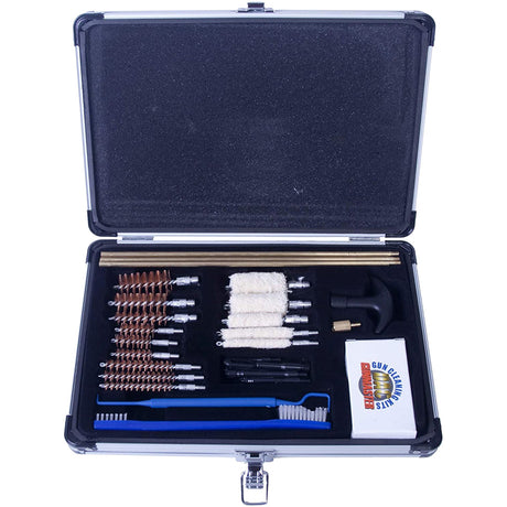 Gunmaster Universal Select Cleaning Kit Wooden Case .22 cal and larger 30 pc. | Gunmaster