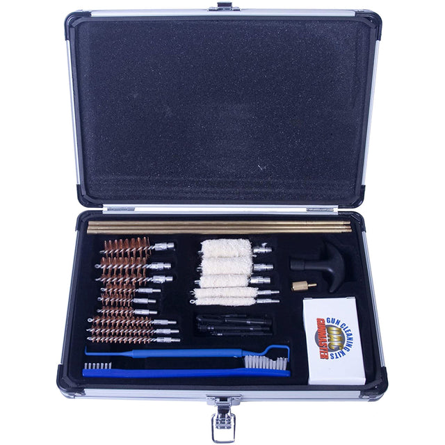 Gunmaster Universal Select Cleaning Kit Wooden Case .22 cal and larger 30 pc. | Gunmaster