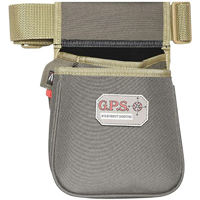 GPS Sporting Clay Contoured Double Shotshell Pouch Olive w/Belt | GPS