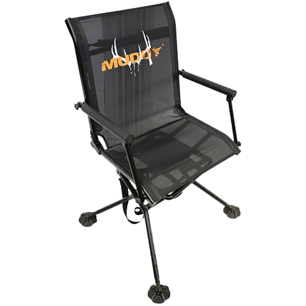 Muddy Swivel Ground Chair Black with Adjustable Legs | Muddy Outdoors