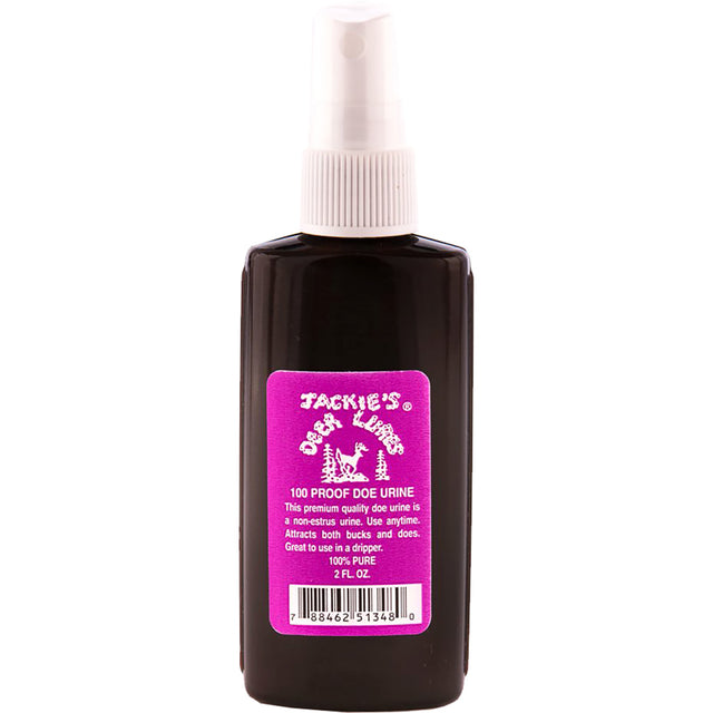 Jackies 100 Proof Doe Urine w/Sprayer 2 oz. | Jackies Deer Lures